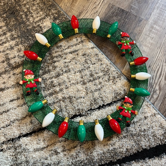 Other - Christmas holiday wreath black white brown kids red green handmade homemade 18”